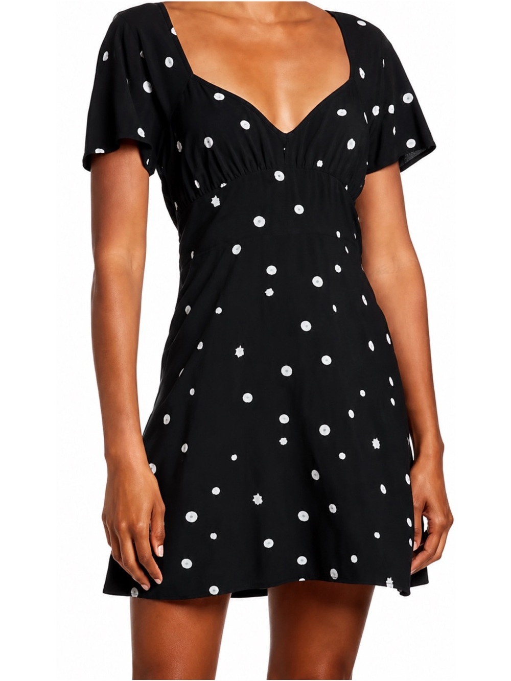 Abound Black Mini Dress with White Polka Dots
